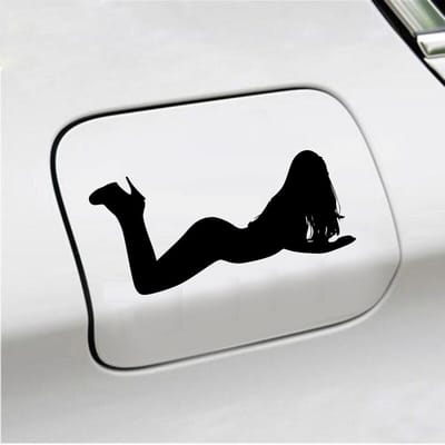 Bumpersticker - Liggende Dame - 8 X 17 - Zwart