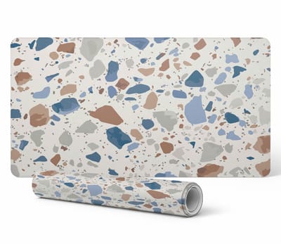 Antislip bureauonderlegger met terrazzoprint in pastelkleuren 90x45 cm