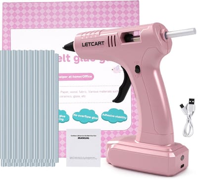 Creatorally Glue Gun - Lijmpistool met 30 Lijmpatronen - 40W accu-lijmpistool - Roze - voor doe-het-zelf en semi professioneel gebruik, hout, metaal, steen, glas, tegels