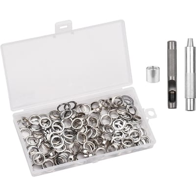 100 Sets Oogjes Kit met Oogjes Ringetjes 1/2 Inch 3 STuks Installatiegereedschap Zilverkleurige Metalen Oogjes zilver