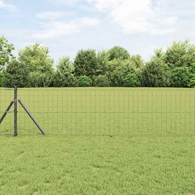 vidaXL - Euro-hek - met - grondbevestiging - 10 - x - 0,4 - m - PVC-Coated - Staal - Grijs