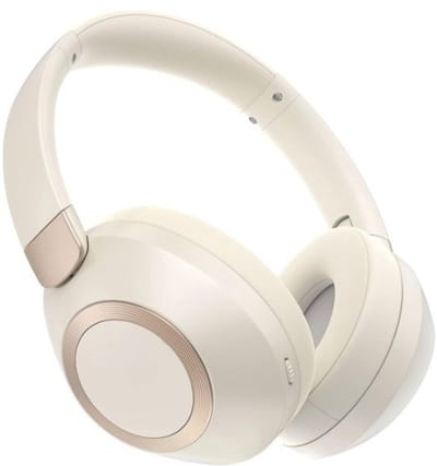 StayPowered Draadloze Hoofdtelefoon - 50 Uur Playtime Voor Onbeperkt Luisterplezier - Diepe Bassen - Opvouwbaar Ontwerp - Bluetooth 5.3 - Ingebouwde Microfoon - Ergonomische Pasvorm - Beige/Wit - Levering Sneller Dan Aangegeven!