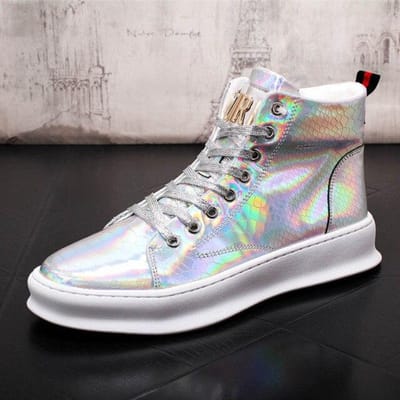 Casual Platte Schoenen Enkelhoge Laars Mannen Platform Hoge Schacht Mannen Sneakers 9 zilver