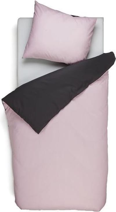 Snoozing Two Tone - Flanel - Dekbedovertrek - Eenpersoons - 140x200/220 cm + 1 kussensloop 60x70 cm - Roze/Antraciet