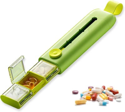 Kleine draagbare tablettenbox voor onderweg met 3 vakken, lekvrij en ideaal voor vitaminen, visolie en medicatie