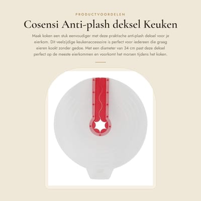 Dailygoods- Ei Kom Deksel - Antimorsen - Oliebestendig - Waterdicht - Siliconen/PP - Diameter 34 cm met handvat - Keuken Deksel