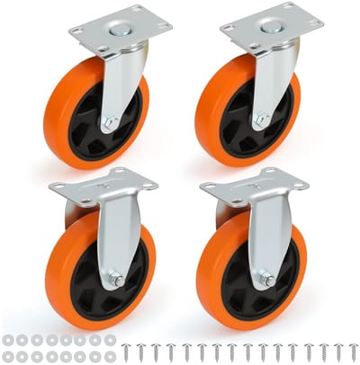 Set van 4 Heavy Duty Zwenkwielen 2 Vaste en 2 Draaibare Wielen voor Werkbank en Kar