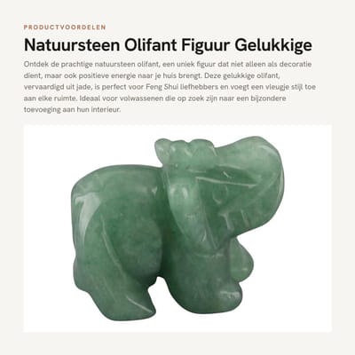 Dailygoods- Olifant Figuur Jade - Gelukkige Olifant Beeld - Feng Shui Decoratie - Beeldjes voor Binnen - Sierlijke Olifant - 3,8 cm - Beeldje