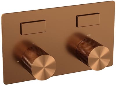 Brauer Copper Carving - 2 weg - Inbouwthermostaat - Drukknoppen - In/afbouwdelen - Koper Geborsteld PVD