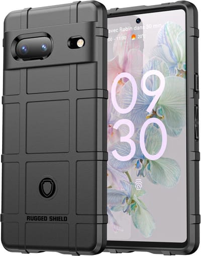 Rugged Shield Hoesje Geschikt voor Google Pixel 7 - Back Cover Schokbestendig - Flexibel TPU - Verhoogde Randen voor extra Camera Bescherming - Zwart