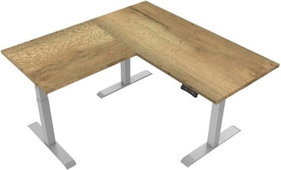 Euroseats Elektrisch verstelbaar bureau Natuur eik - Hoek zit-sta frame grijs