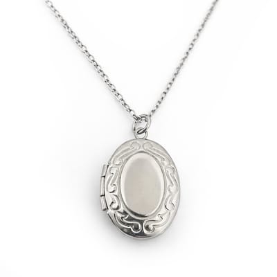 Stalen dames ketting collier - ovaal - medaillon hanger - locket - voor kleine foto