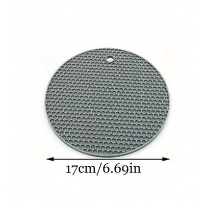 Placemats, Antislip Pads, Pannenlappen, Tafelmatten, Hittebestendige Onderzetters, Multifunctionele Ronde Hittebestendige Siliconen Matten Gray 1 Piece