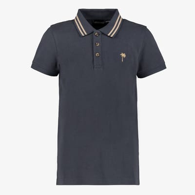 Unsigned jongens polo met palm donkerblauw - Maat 134/140