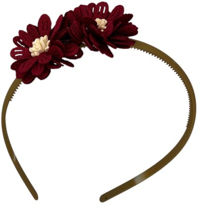 Diadeem blossem - bloemen - flower - khaki kleur diadeem - donkerrood