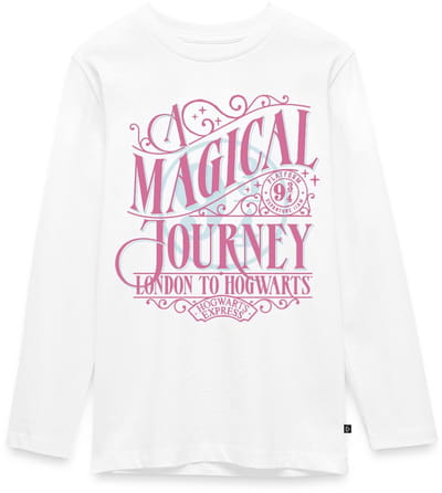 Harry Potter Perron 9 ¾ Ontwerp In Roze & Blauw Premium T-Shirt Tiener Lang