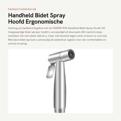 Dailygoods - Handheld Bidet Spray Hoofd - Ergonomische Toilet Spray - Perfect voor badkamer en luiers - Voor een frisse hygiëne - Eenvoudig te gebruik...