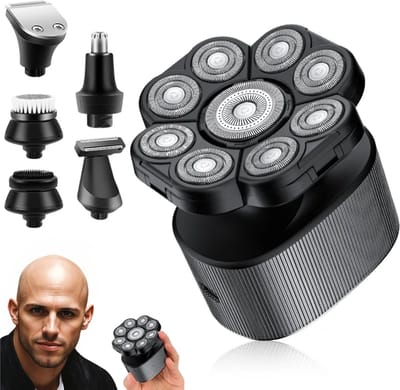 BAØRD 6 in 1 Hoofd Scheerapparaat 8500 RPM - USBC Oplaadbaar - IPX6 Waterproof - Scheerset Kaal Scheren - Head Shaver met Baardtrimmer & Neustrimmer - Hoofdscheren Skull Voor Man - Scheermachine Heren - Vaderdag Cadeau Hem - Kados Top 10 Tondeuse