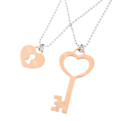 Orphelia Zilver - Zilver/Rosé Ketting met Slot en sleutel - ZK-7185/1 - 50 cm