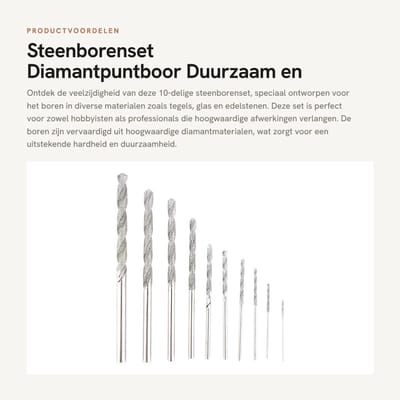 Dailygoods - Steenborenset - Diamantpuntboor - Duurzaam en sterk - 10-delige set - Voor tegelglastegelsieraden - Geschikt voor hobby en professioneel...