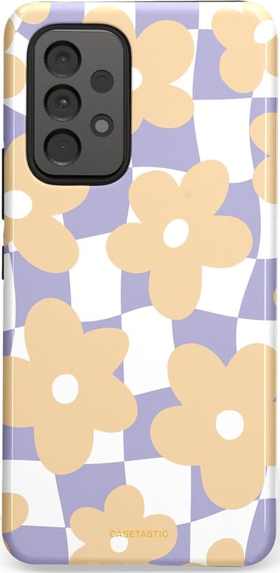 Casetastic hoesje geschikt voor Samsung Galaxy A53 (2022) 5G - Dubbellaagse bescherming - Madeliefjes feest - Fashion Case - Zand Wit Lila Zilver