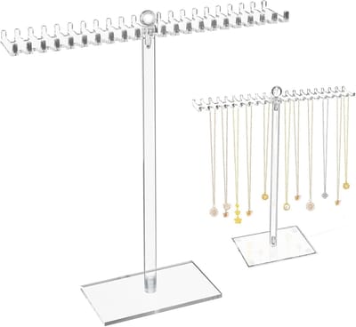 kettinghanger van acryl met 40 transparante haken voor halsketting van acryl voor halskettingen, oorbellen, ringen, accessoires, 1 stuk