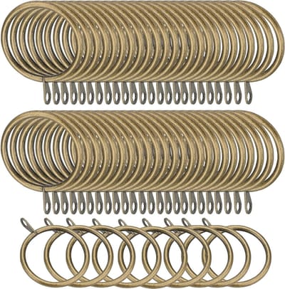 Gordijnringen - Ophangringen Gordijnroede - Gordijnen Ophangen - Massief Ijzeren Constructie - 38 mm Binnendiameter - Antiek Koper