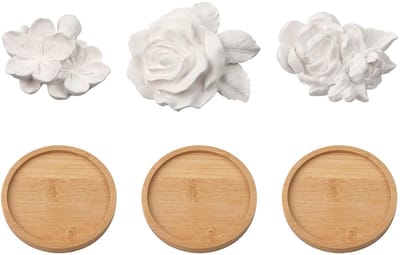 Dailygoods - 3 stuks geurstenen voor etherische oliën, bloemenvormige geursteen voor etherische oliën, handgemaakte steendiffuser etherische oliën, luchtverfrisser, steen-diffuser voor etherische oliën met