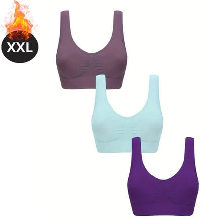 Bovista BH Set Zonder Beugel - Zonder Bandjes - Push-up Bh's - Comfort Beha - Comfortabel - Sterk - Dames - 3 Pack - Gemengd 11 - Maat XXL