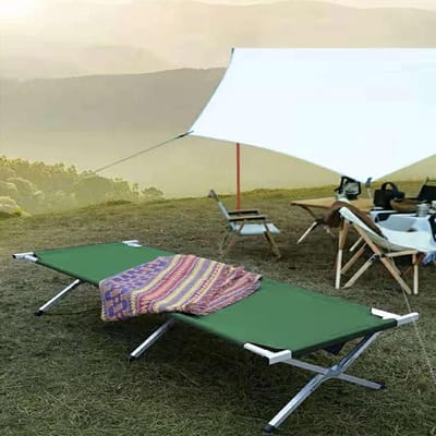 Veldbed Campingbed - Ligstoel Tuinstoel - Ontspannen Buiten - Lichtgewicht Aluminium Frame - 190 cm Lengte - Groen