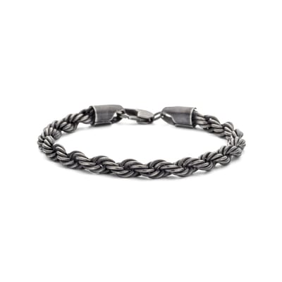 Frank 1967 7FB-0683 Heren Armband Koord - 6mm - 20cm - Staal - Antraciet
