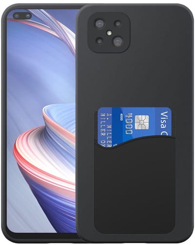 Geschikt voor Oppo A92s / Reno 4Z 5G Telefoonhoesje met Siliconen Pasjeshouder - Flexible Back Cover Case Siliconen TPU with Silicone Cardslot - Zwart - Smartphonica geschikt voor Oppo A92s;Oppo Reno4 Z 5G