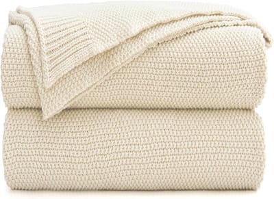 Warm Gebreide Katoenen Plaid voor Bank en Sierdeken 127x152 cm