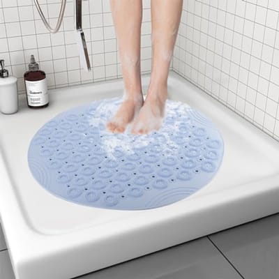 Ronde Antibacteriële Badmat - Antislip met Zuignappen en Afvoergaten - Machinewasbaar voor Badkamer en Douche