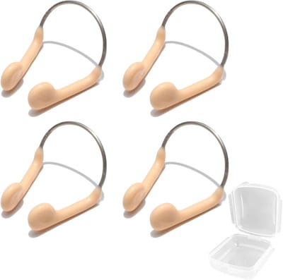 4 Stuks neusklemmen - neusklemmen - neusklemmen - siliconen - met opbergdoos - waterdicht - zacht en comfortabel - geschikt voor zwemmen, duiken, volwassenen, beginners - Beige