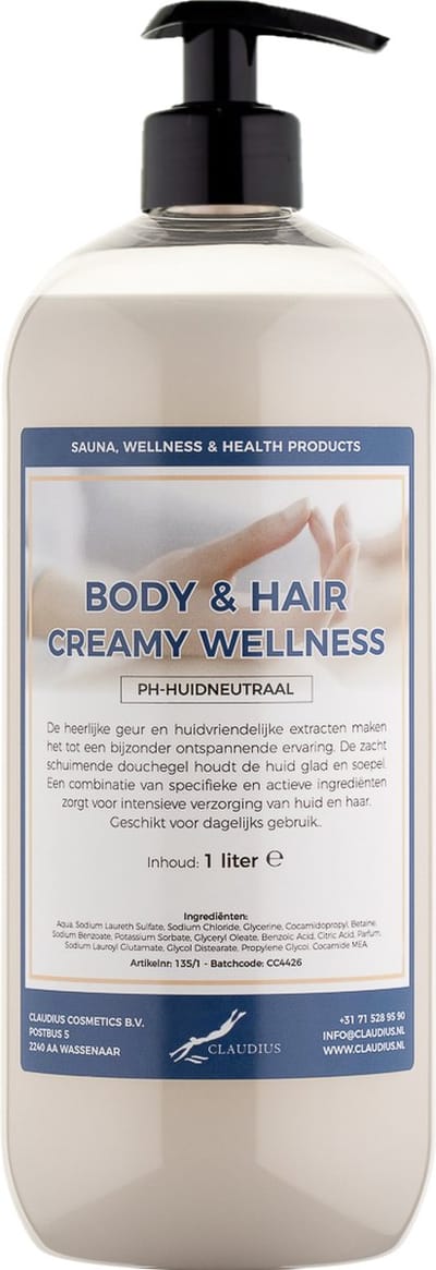 Body & Hair Creamy Wellness 1 Liter - met gratis pomp - 2 in 1 voor lichaam en haar.