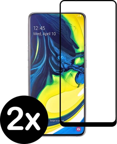 Smartphonica Samsung Galaxy A80 full cover tempered glass screenprotector van gehard glas met afgeronde hoeken - 2 stuks geschikt voor Samsung Galaxy A80