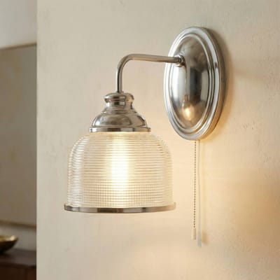 Searchlight Wandlamp Bistro II zilver/ribbelglas