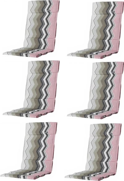 Madison - Tuinkussen - 6st. - Universeel - Hoge Rug - Chris Pink - 123x50cm - Roze - Tuinstoelkussen - Standenstoel kussen voor Textilenen tuinstoel