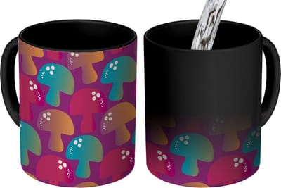 Magische Mok - Foto op Warmte Mokken - Koffiemok - Mushroom - Patronen - Regenboog - Magic Mok - Beker - 350 ML - Theemok