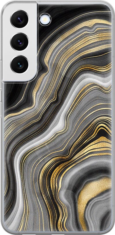 Leuke Telefoonhoesjes - Hoesje geschikt voor Samsung Galaxy S22 - Marble agate - Soft case - TPU - Print / Illustratie - Goud