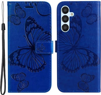 Coverup Hoesje - Geschikt voor Samsung Galaxy A54 Hoesje - Coverup Vlinders Book Case - Blauw