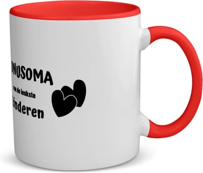 Akyol - bonusoma van de leukste kinderen koffiemok - theemok - rood - Oma - de leukste bonusoma - verjaardag - cadeautje voor oma - kado - geschenk - 350 ML inhoud