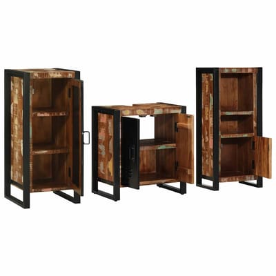vidaXL Badkamermeubel Set met lade 3 pcs Massief Gerecycleerd Hout
