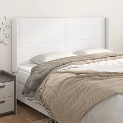 vidaXL - Hoofdbord - met - randen - 183x16x118/128 - cm - kunstleer - wit