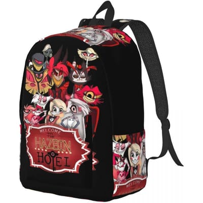 Hazbin Hotels Alastor Coole Rugzak Buiten Student Werk Angel Dust Charlie Dagrugzak voor Mannen Vrouwen Laptop Canvas Tassen Small 40x30x14cm black