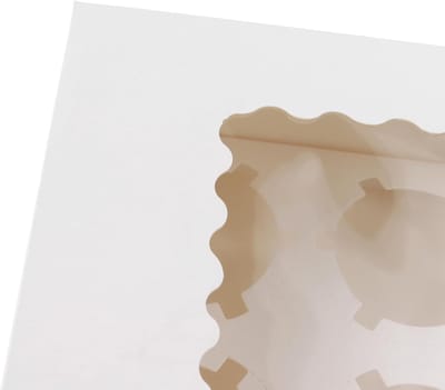 32,5 x 25 x 9 cm Witte 12-Holes Cupcake Dozen, Muffin Transportdoos met Doorzichtig Venster voor Taarten, Gebak en Desserts