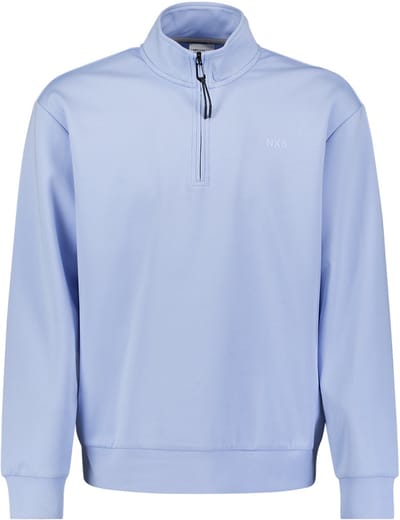 No Excess Sweater half zip interlock blue
