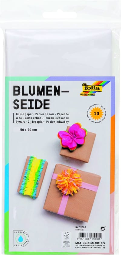 Zijdevloeipapier folia 50x70cm 20gr nr00 wit 10vel | 10 stuks