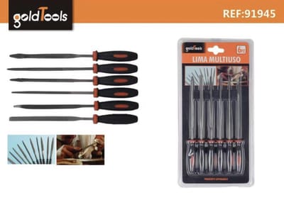 GoldTools Naaldvijl set - 6 delige naaldvijl set - Vijl - Naaldvijl - Vijl set - Rood/Zwart - 160mm